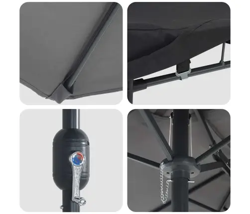 Dārza Parasols Antracīts 385 X 209 X 244 Cm Audums Vidaxl
