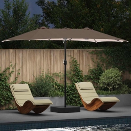Dārza Parasols Pelēkbrūna 385 X 209 X 244 Cm Audums Vidaxl