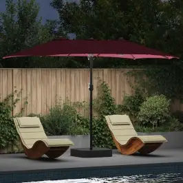 Dārza Parasols Vīnsarkana 385 X 209 X 244 Cm Audums Vidaxl