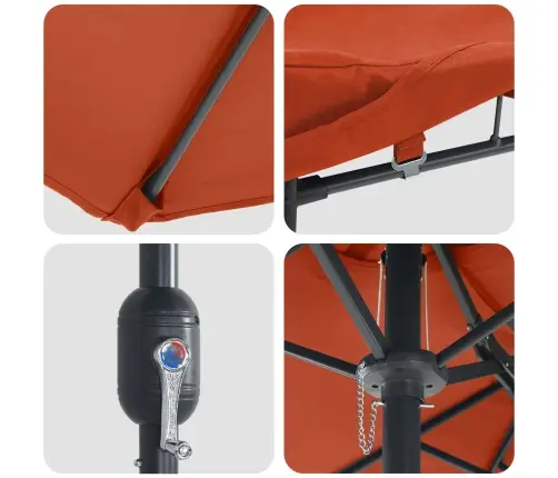 Dārza Parasols Sarkanbrūns 385 X 209 X 244 Cm Audums Vidaxl