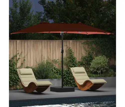 Dārza Parasols Sarkanbrūns 385 X 209 X 244 Cm Audums Vidaxl