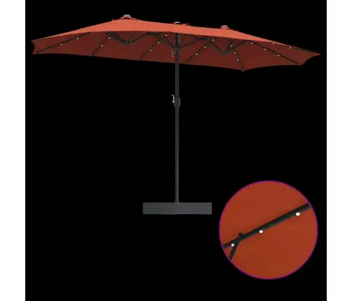 Dārza Parasols Sarkanbrūns 385 X 209 X 244 Cm Audums Vidaxl