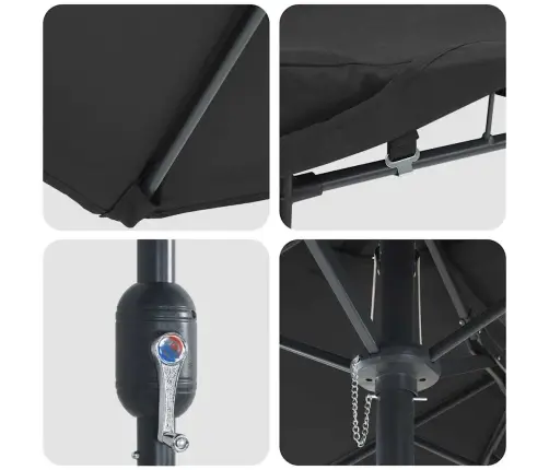 Dārza Parasols Melna 385 X 209 X 244 Cm Audums Vidaxl