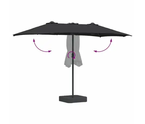Dārza Parasols Melna 385 X 209 X 244 Cm Audums Vidaxl