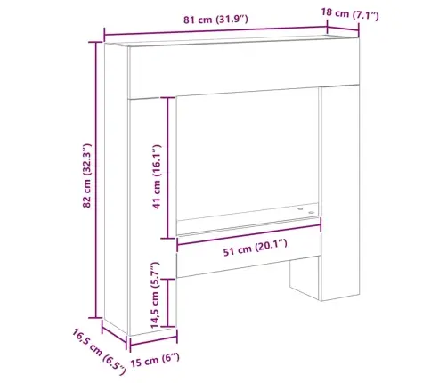 Kamīna Apkaime Black Oak 81X18X82 Cm Engineered Wood Vidaxl