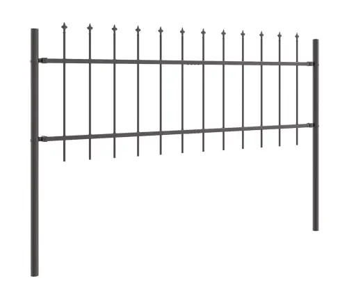 Dārza Žogs Ar Smailu Augšu, Pelēks, 3.4 X 0.6 M, Tērauds Vidaxl