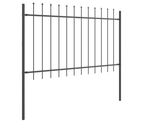 Dārza Žogs Ar Šķēpa Augšdaļu, Pelēks, 3.4 X 0.8 M, Tērauds Vidaxl