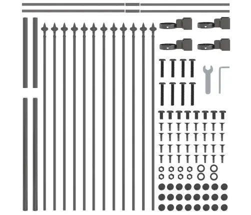 Dārza Žogs Ar Šķēpa Augšdaļu, Pelēks, 3.4 X 0.8 M, Tērauds Vidaxl