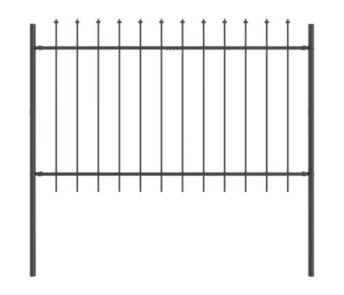 Dārza Žogs Ar Šķēpa Augšdaļu, Pelēks, 3.4 X 0.8 M, Tērauds Vidaxl