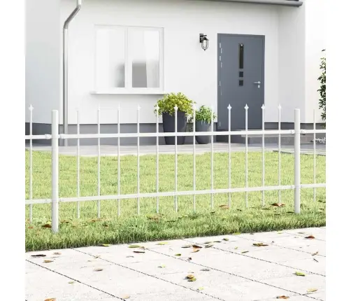 Dārza Žogs Ar Šķēpu Augšpusi - Balts, 3.4 M X 0.6 M, Tērauds Vidaxl