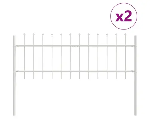 Dārza Žogs Ar Šķēpu Augšpusi - Balts, 3.4 M X 0.6 M, Tērauds Vidaxl