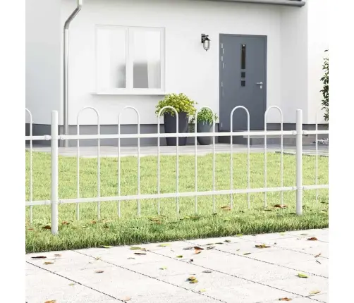 Dārza Žogs Ar Vainaga Augšdaļu, Balts, 3.4X0.6 M Tēraudā Vidaxl