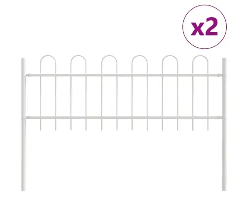 Dārza Žogs Ar Vainaga Augšdaļu, Balts, 3.4X0.6 M Tēraudā Vidaxl