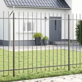 Dārza Žogs Pelēka 5.1 X 1.5 M Pulverkrāsots Tērauds Vidaxl