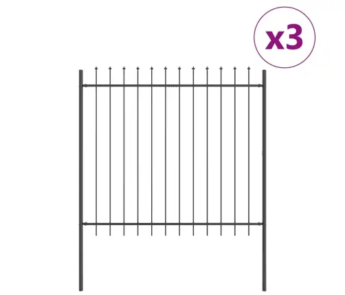 Dārza Žogs Ar Ieroci Augšā - Pelēks, 5.1 X 1.5 M, Tērauds Vidaxl
