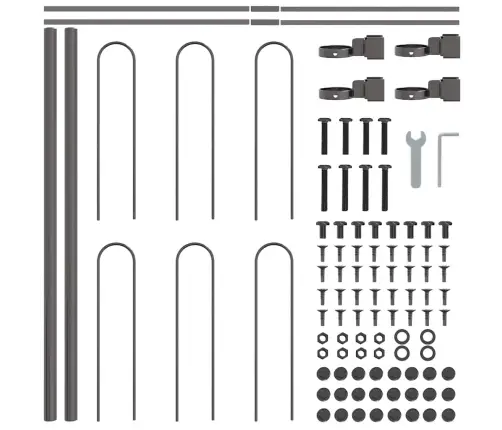 Dārza Žogs Ar Izliektu Augšdaļu - Pelēks, 5.1X0.6 M, Tērauds. Vidaxl