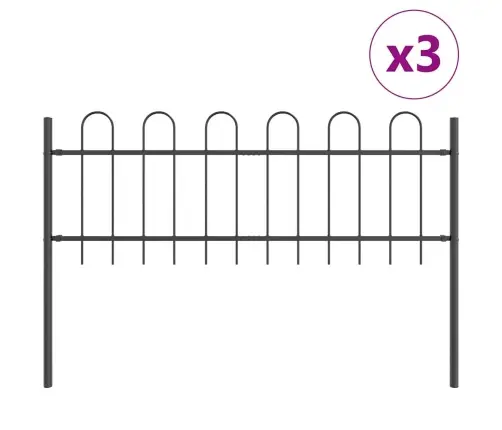 Dārza Žogs Ar Izliektu Augšdaļu - Pelēks, 5.1X0.6 M, Tērauds. Vidaxl