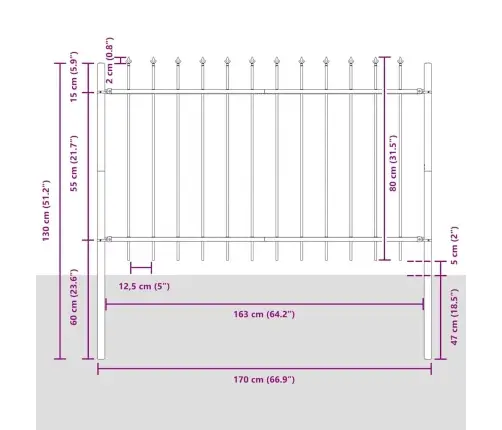 Sodo Tvora Pilka 6.8 X 0.8 M Milteliniu Būdu Padengtas Plienas