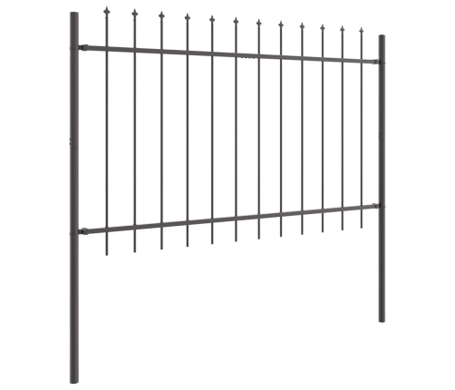 Dārza Žogs Ar Smailo Augšdaļu - Pelēks, 8.5 X 0.8 M, Tērauds Vidaxl
