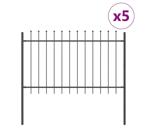 Dārza Žogs Ar Smailo Augšdaļu - Pelēks, 8.5 X 0.8 M, Tērauds Vidaxl