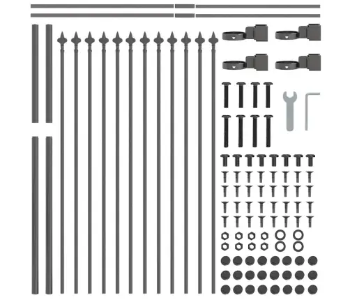 Dārza Žogs Ar Šķēpa Vāku, Pelēks, 8,5X1,2 M, Tērauds Vidaxl