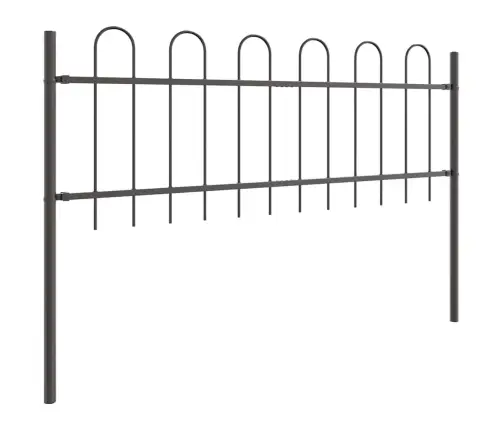 Dārzs Žogs Ar Apli Augšā, Pelēks, 8.5X0.6M, Tērauda Vidaxl