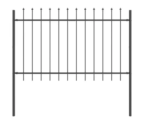 Dārza Žogs Ar Iedurtiem Augšiem, Pelēks, 10.2X1.2M, Tērauds Vidaxl