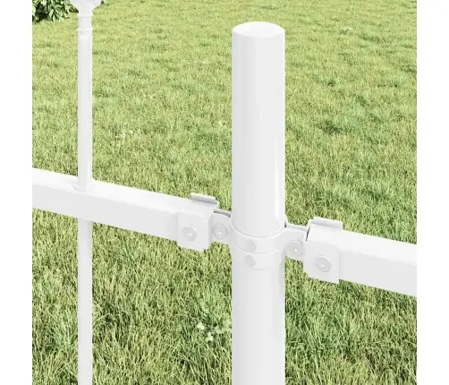Baltais Dārza Žogs Ar Lējuma Augšdaļu, 10.2X1M, Izgatavots No Tērauda. Vidaxl Baltais Dārza Žogs Ar Lējuma Augšdaļu, 10.2X1M, Izgatavots No Tērauda. Vidaxl