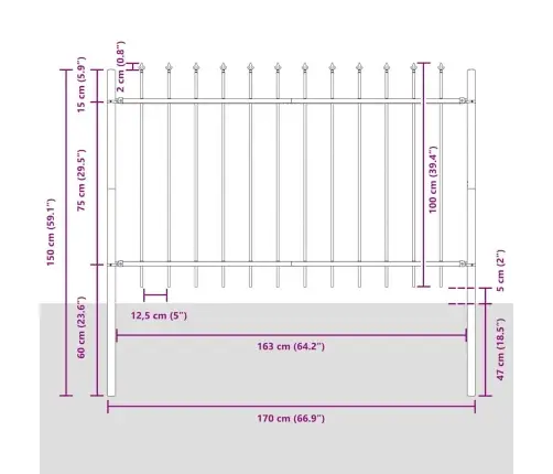 Baltais Dārza Žogs Ar Lējuma Augšdaļu, 10.2X1M, Izgatavots No Tērauda. Vidaxl Baltais Dārza Žogs Ar Lējuma Augšdaļu, 10.2X1M, Izgatavots No Tērauda. Vidaxl