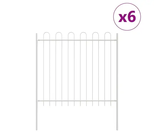 Dārza Žogs Ar Galu Augšā Baltā Krāsā, 10.2X1.5 M Tērauda Vidaxl