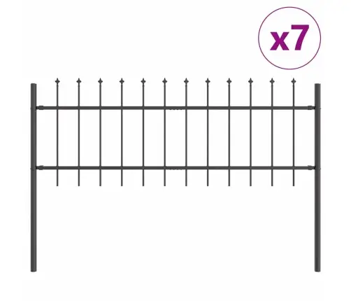 Dārza Žogs Ar Spalvu Augšējo Daļu, Pelēks, 11,9 X 0,8 M, Tērauds Vidaxl
