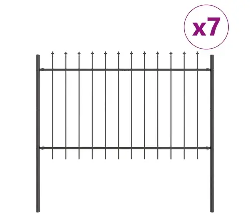 Dārza Žogs Ar Taisnu Augšpusi, Pelēks, Izmērs 11.9 X 1 M, Tērauds Vidaxl