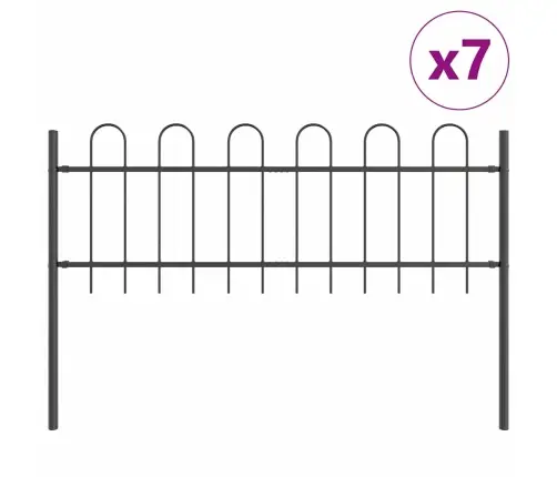 Dārza Žogs Ar Pīlāru Augšā, Pelēks, 11.9 X 0.6 M, Tērauda Konstrukcija Vidaxl