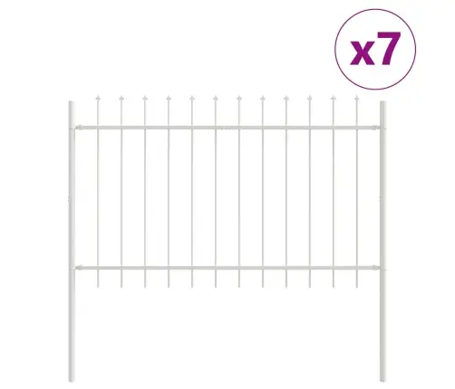 Dārza Žogs Ar Smailiem Galiem, Balts, 11.9 X 1 M, Tērauds Vidaxl