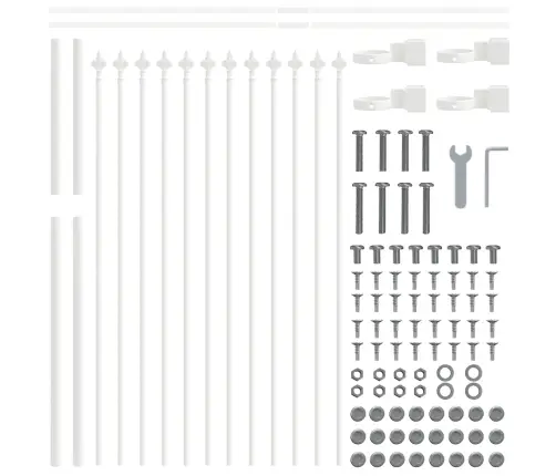 Dārza Žogs Ar Uzgaļu – Balts, 11.9X1.2 M, Izgatavots No Tērauda Vidaxl