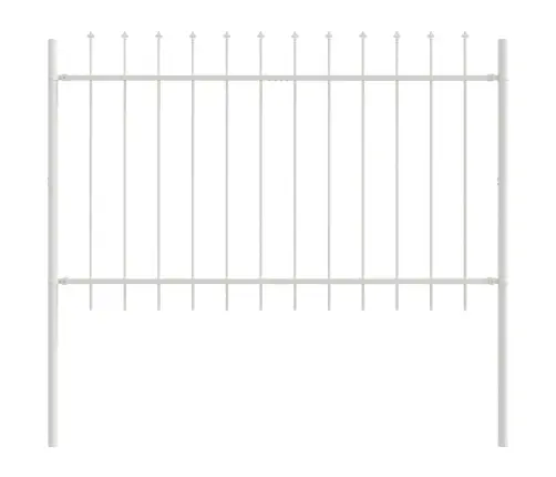 Dārza Žogs Ar Uzgaļu – Balts, 11.9X1.2 M, Izgatavots No Tērauda Vidaxl