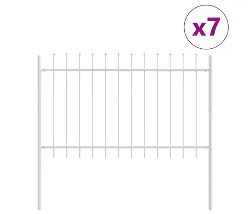 Dārza Žogs Ar Uzgaļu – Balts, 11.9X1.2 M, Izgatavots No Tērauda Vidaxl