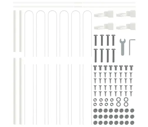 Dārza Žogs Ar Loku Augšā, Balts, 11,9X1,5 M, Tērauds Vidaxl