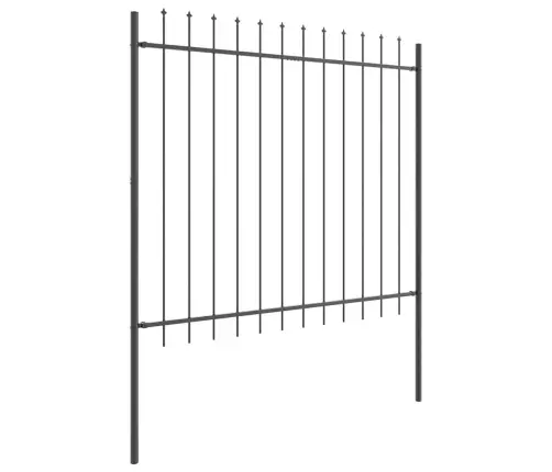 Dārza Žogs Ar Spicēm Pelēks, 13.6 X 1.5 M, Tērauds Vidaxl
