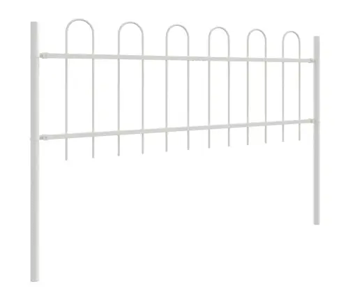 Dārza Žogs Ar Cilpu Augšā, Balts, 13.6X0.6M, Tērauds Vidaxl