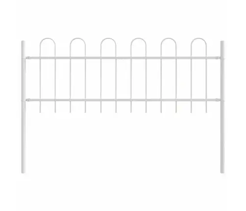 Dārza Žogs Ar Cilpu Augšā, Balts, 13.6X0.6M, Tērauds Vidaxl