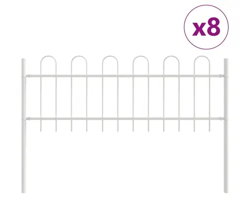 Dārza Žogs Ar Cilpu Augšā, Balts, 13.6X0.6M, Tērauds Vidaxl