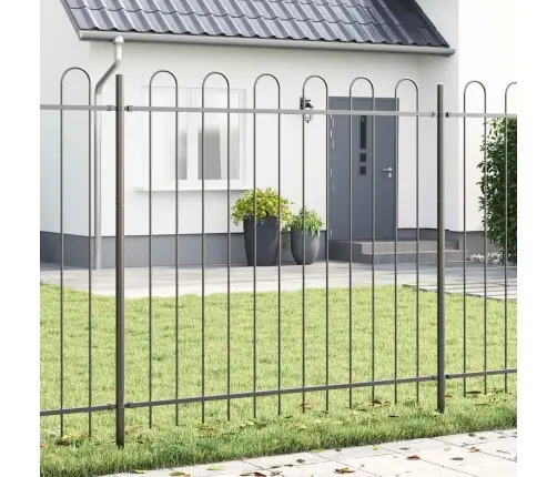 Pelēks Dārza Žogs Ar Loku Augšā, 15.3 X 1.5 M Tērauds Vidaxl