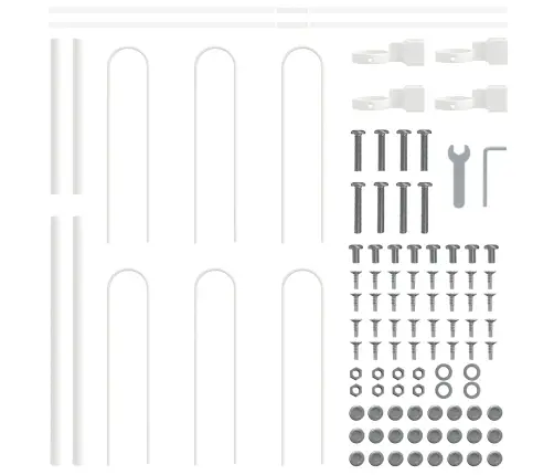Baltā Dārza Žogs Ar Cekulu - 15.3M X 1M Tērauds Vidaxl