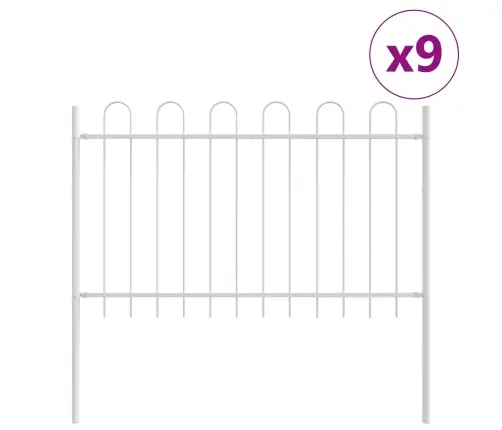 Baltā Dārza Žogs Ar Cekulu - 15.3M X 1M Tērauds Vidaxl