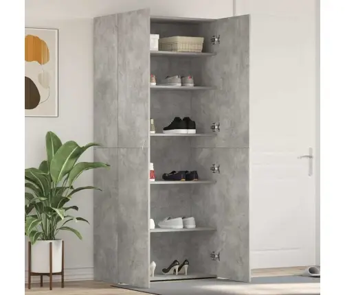 Apavu Skapis Betona Pelēks 80X35,5X180 Cm Inženierijas Koks Vidaxl