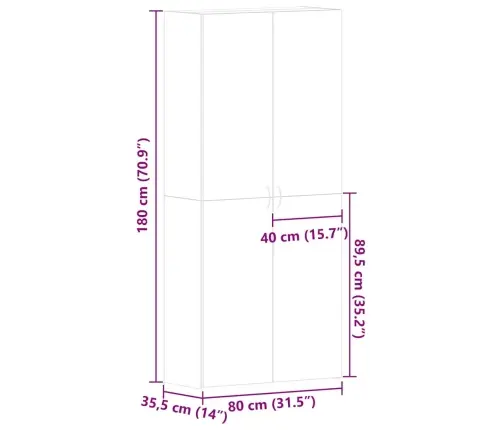 Apavu Skapis Daudzkrāsains 80 X 35.5 X 180 Cm Inženierijas Koks Vidaxl