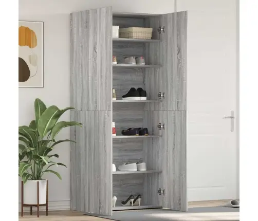 Apavu Skapis Pelēks Sonoma 80X35,5X180 Cm Inženierijas Koks Vidaxl