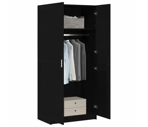 Skapis Melna Ozola 80X51X180 Cm Inženierijas Koks Vidaxl