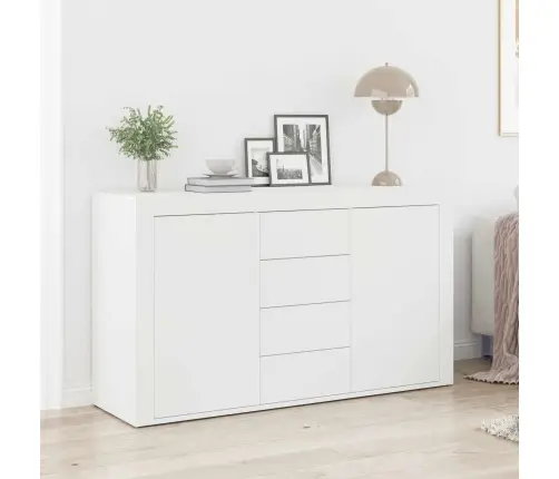 Puse Ar Atvilktni Balts 120 X 36 X 69 Cm Inženierijas Koks Vidaxl